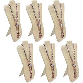 MOOCA Linen Covered Wood Jewelry and Necklace Easel Display Stand, Set of 6