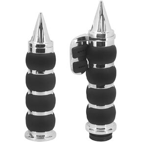 Motorcycle 1 inch Hand Grips 25mm Non-Slip Handlebar Throttle Grips Fit for Harley Street Glide Road King Electra Glide Softail Fatboy Dyna Sportster XL883 (Chrome)