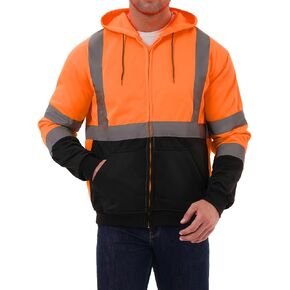 High Visibility Safety Hoodie for men,Reflective Safety Sweatshirt with Black Bottom,Work Hoodies for Men＆Women