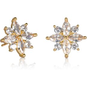 ZAVANA Large Cubic Zirconia Earrings for Women, Sparkling Stud Earrings for Women set with Cubic Zirconia Stones, Elegant Earrings for Women, Cubic Zirconia Statement Earrings for Women