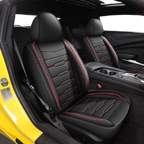 2 Front Seat Covers Custom Fit for Chevy Camaro 2016-2023 2024: Compatible with Chevrolet Camaro LT LS RS SS ZL Coupe Model and Convertible Model(Black)