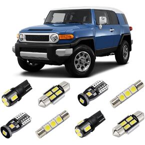 White LED Interior Light Kit for Toyota FJ Cruiser 2007 2008 2009 2010 2011 2012 2013 2014 Super Bright 6000K Interior LED Light Bulbs Package + License Plate Lights and Install Tool