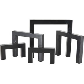 Deco 79 Metal Geometric Decorative Sculpture Abstract Square Arched Home Decor Statue, Accent Figurine 13" x 5" x 7", Black