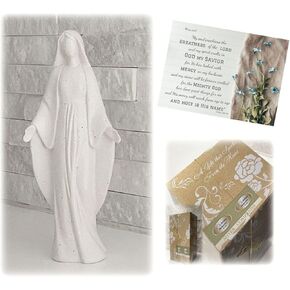 Christian, Unique Modern Statue of The Virgin Mary, Religious Statue for Home Decor, Gift Boxed, with Prayer Card, Refrigerator Magnet for Inspirational Gifts to Present