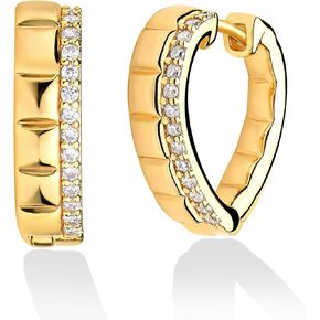 BEMOLY Women Gold Huggie Hoop Earrings 14K Gold Plated Dainty Small Hoop Cute Earring Spike Arrow Evil Eye Round Circle Star Twist Stud Cubic Zirconia Personalized Handmade Hypoallergenic Jewelry Gift