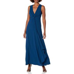 BCBGMAXAZRIA Women's Floor Length Evening Gown with Plunging Neckline
