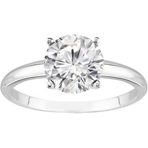 18K White Gold 2 Carat Lab Grown 4 Prong Solitaire Round Cut IGI CERTIFIED Diamond Engagement Ring (2 Ct,E-F Color VS1-VS2 Clarity)