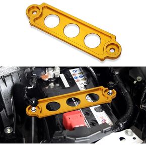 TOMALL Battery Tie Down Bracket for Car Aluminum Alloy Battery Mount Bracket Hold Lock Car Accessories for Honda Civic Acura CRV (Gold)