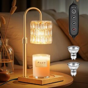 Candle Warmer Lamp with Timer, Adjustable Height Candle Warmer, Gifts for Women Mom, House Warming Gifts New Home Decor, Wax Melt Warmer for Scented Jar Candles, with 2 Bulbs