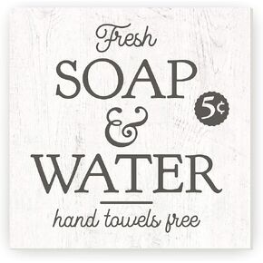 Fresh Soap and Water Hand Towels Free Rustic Wood Sign 12x12 (Frame Included)
