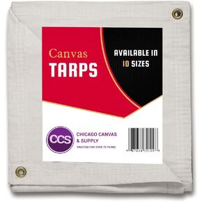 White Canvas Tarpaulin - Water and Mildew Resistant (8 feet x 10 feet)