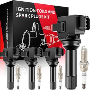 SCITOO 4 ignition coils with 4 iridium Spark Plugs for Subaru Forester 2.5L H4 UF664 22433-AA630 FK0400