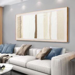 Abstract Wall Art Brown And White Minimalist Line Framed Printed Artwork Abstract Canvas Pictures For Wall Decor Modern Canvas Painting Artwork For Living Room Bedroom Home Office Wall Decorations 29" X 58"