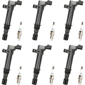 MAYASAF Iridium Spark Plug and Ignition Coil Kit UF270 6 Pairs Compatible for Dodge 2004-08 Durango/Dakota, for Ram 1500/Nitro, for Jeep 05-08 Grand Cherokee, Commander, Liberty, for Toyota Camry