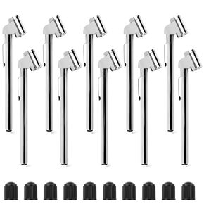 MEANLIN MEASURE 10Pcs Silver Double Straight Type Tire Pressure Gauge，Dual Head Air Pressure Gauge with 10Pcs Black Stem Caps，Pressure Range 10-120 Psi(Suitable for Trucks, etc.