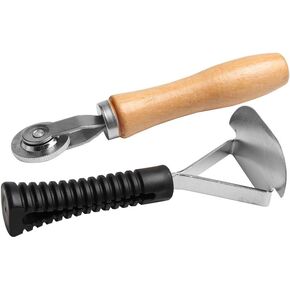 Acxico 1 Set of tire Repair Grinding Head Tool, Wooden Handle Compaction Wheel Width 6mm + Scraper