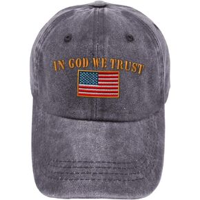 Vintage Washed Hat in God We Trust American Flag Embroidery Dad for Men & Women