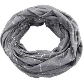 Scarf Travel Scarf with Secret Zipper Pocket, Mysterious Romantic Pattern for Men Women(Grey)