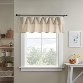 Mercantile Drop Cloth Valance, Light Filtering Ring & Tab Top, 16 in Long x 60 Wide, Farmhouse Single Window Valance, Kitchen, Bedroom, Living Room, Dining Room, Linen