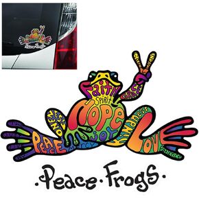 Peace Frogs Car Sticker Decal, U.S.A Peace Frogs Car Bumper Sticker, Vinyl Decal for Car, Outdoor Rated Peace Sign Sticker, Suitable for Windows, Bumpers, Laptops or Crafts (USA Frog)