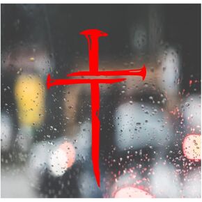 Custom Decal Car for Cross of Nails, Christian for Car, Truck, Funny, Tumbler, Window, Motorcycle, Helmet, Bumper, Decal for Laptop, Phone, Home Decoration / 5 in x 3 in/RED