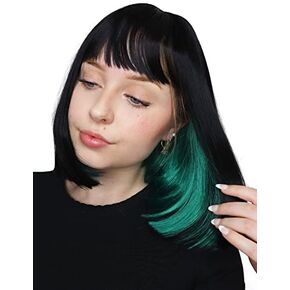 ALLAURA Two Tone Wig for Women Black & Red – Realistic Hair with Bangs, Fits All, Heat-Resistant, Curl & Restyle Bob – Fashion or Cosplay Fun
