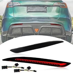 Smoked housing LED Rear Bumper Reflector Lights For Tesla Model Y 2021-2023 Functions as DRL Brake Light with Sequential turn signal Fog Lamps Accessories (Smoked Style)