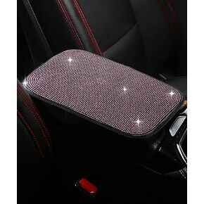 YAKEFLY Bling غطاء مسند ذراع السيارة، وسادة وحدة التحكم المركزية التلقائية كريستال بلينغ مسند ذراع السيارة غطاء صندوق المقعد، مسند ذراع كريستال حجر الراين كريستال مركز وحدة التحكم وسادة وسادة للنساء فتاة (وردي) in Kuwait