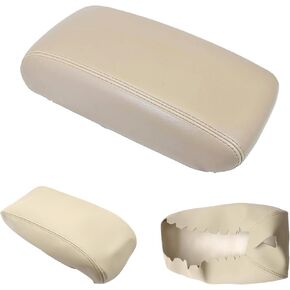 NLQR 1Pcs Center Console Lid Replacement Armrest Cover Beige Tan Microfiber Leather Compatible with Jeep Grand Cherokee 2011-2019 Compatible with Dodge Durango 2011-2020