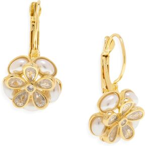 Gold Drop Leverback Earrings for Woman, Trendy Statement Rhinestone CZ Crystal Dangle Hoop Earing Wedding Bridal Prom Fashion Jewelry Gift