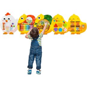 Chick Squad Activity Wall Panels | 11-in-1 Wooden Sensory Wall Panel for Kids, Educational Busy Board, Learning Toy for Toddlers - Wall Toy Decor for Playroom Daycare Kindergarten Dentist Office