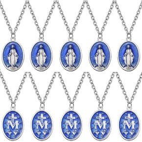 10 قطع مريم العذراء قلادة مجوهرات سيدة غوادالوبي وسام الكاثوليكية ميدالية ميلاجروسا دي لا فيرجن ماريا قلادة قلادة مع 20 بوصة الفولاذ المقاوم للصدأ للنساء والرجال in Kuwait