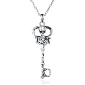 925 Sterling Silver Key Necklace for Women Retro Key Pendant Necklace Equisite Key Jewelry Gift for Lady