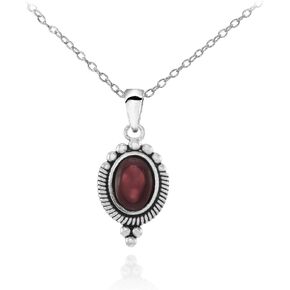 Ice Gems Sterling Silver Cabochon Gemstone Oval Oxidized Vintage Necklace