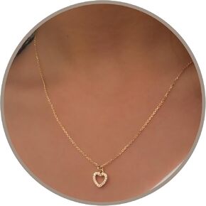 Annika Bella Dainty Gold Layering Necklaces, Crystal Heart Necklace Stack, Chain Chokers, Dainty Layered Choker, Zirconia Heart Pendant Necklace, Jewelry for Women and Girls, Gift for Her