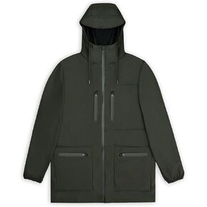 RAINS Cargo Long Jacket – Unisex Waterproof Raincoat with Adjustable Hood, Durable PU Fabric, Breathable & Lightweight Design