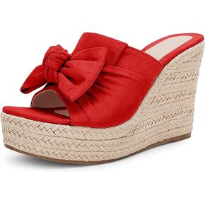 PiePieBuy Womens Platform Espadrilles Slip On Wedge Sandals Bow Tie Open Toe Slides Shoes in Saudi Arabia