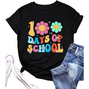 100 Days of School Shirt Teacher T Shirts for Women 100th Day of School Shirts Teacher Gifts Teacher Life Graphic Tee