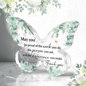 Thank You Gifts for Women Butterfly Appreciation Gifts for Coworker Teacher Women Mom Friends Sage Green Office Decor Butterfly Office Desk Decoration Accessories