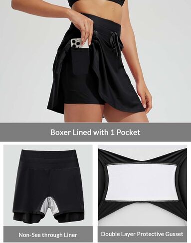 تنورة سباحة نسائية عالية الخصر مقاس 15 بوصة من BALEAF بدلة استحمام سريعة الجفاف بدلة سباحة تانكيني مع جيب بسحاب in Kuwait