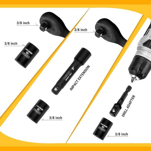 DEKOPRO 23-Piece Socket Wrench Set, 3/8" Drive Metric/SAE, Impact Socket Set with 72 Tooth Reversible Ratchet, 6 Point, 3/8" - 1" & 12mm - 21mm, Mechanics Tool Set in Saudi Arabia