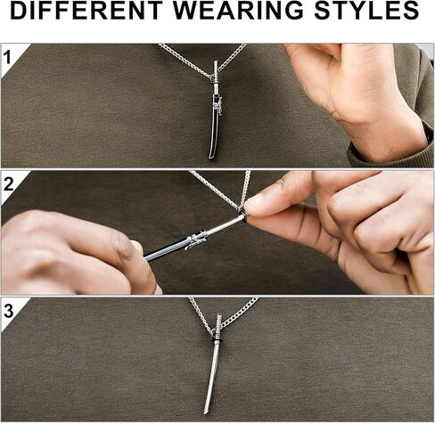 HELLOICE قلادة كاتانا قلادة سيف الساموراي كاتانا السيف غير المغطى قلادة كاتانا مطلية بالذهب 18 قيراط للنساء والرجال in Kuwait