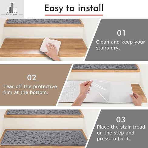 Jaoul Stair Treads for Wooden Steps Indoor Non-Slip 8" X 30" Indoor 15PCS Stair Treads Carpet, Non-Skid Safety Rug Stair Runners for Kids Elders and Pets (Light Gray, 15PCS) in Saudi Arabia