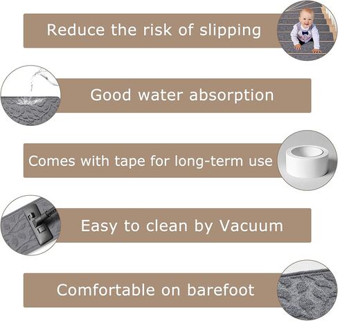 Jaoul Stair Treads for Wooden Steps Indoor Non-Slip 8" X 30" Indoor 15PCS Stair Treads Carpet, Non-Skid Safety Rug Stair Runners for Kids Elders and Pets (Light Gray, 15PCS) in Saudi Arabia