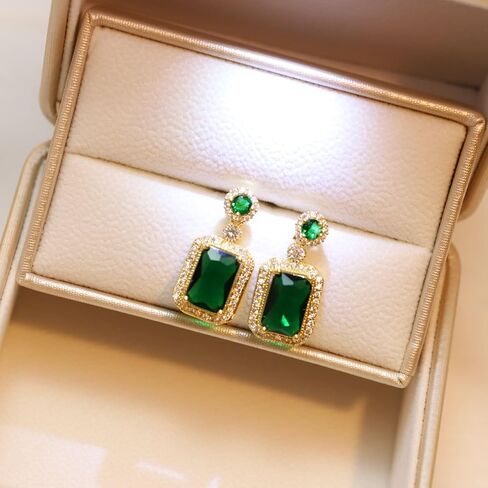 MALOYANVE Square Crystal Earrings for Women Elegant Sparkling Vintage Colorful Crystal Lightweight Statement Rhinestone Stud Earrings Prom Wedding Bitthday Jewelry Gifts in Kuwait