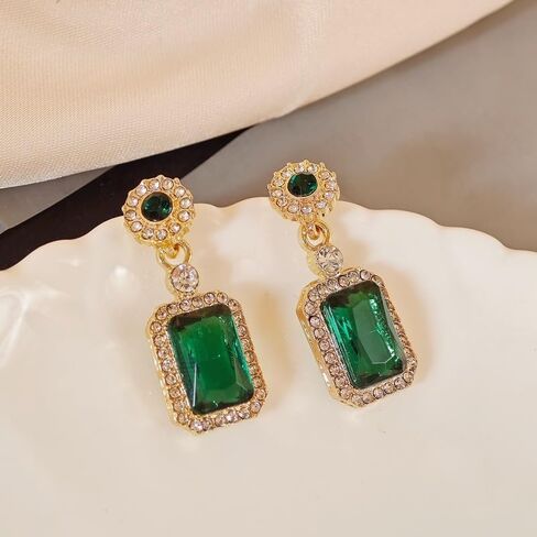 MALOYANVE Square Crystal Earrings for Women Elegant Sparkling Vintage Colorful Crystal Lightweight Statement Rhinestone Stud Earrings Prom Wedding Bitthday Jewelry Gifts in Kuwait