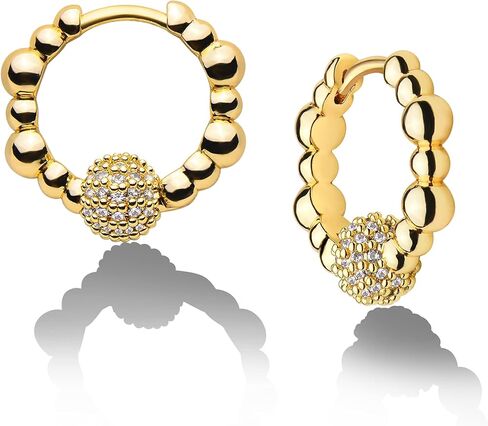 BEMOLY النساء الذهب Huggie هوب الأقراط 14K مطلية بالذهب لذيذ صغير هوب القرط لطيف سبايك السهم عين الشر دائرة مستديرة نجمة تويست مسمار مكعب زركونيا شخصية اليدوية هيبوالرجينيك مجوهرات هدية in Kuwait