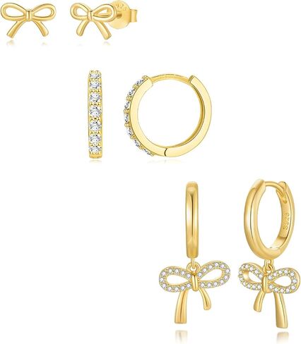 Gold Hoop Earrings For Women,Sterling Silver 14k Gold Hoop Earrings,Women Dangle Earrings Jewellery Set,Huggie Earrings For Sensitive Ears in Saudi Arabia
