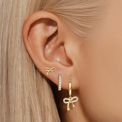 Gold Hoop Earrings For Women,Sterling Silver 14k Gold Hoop Earrings,Women Dangle Earrings Jewellery Set,Huggie Earrings For Sensitive Ears in Saudi Arabia
