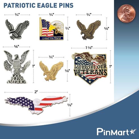 PinMart Patriotic Eagle Pin – Soaring American Eagle–Bronze, Gold or Nickel Plated Enamel Lapel Pin with Clutch Back for Coats, Suit Jackets, and Lanyards in Kuwait